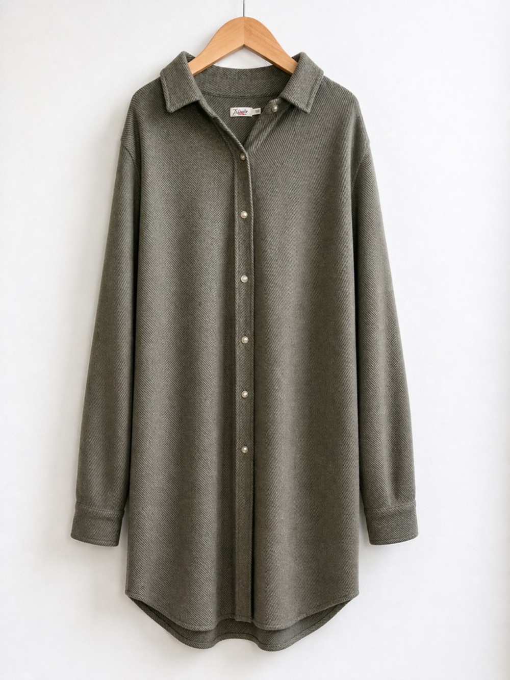 Faherty Olive Button-Front Flannel Long Shirt